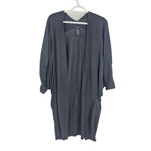Maria Cornejo Longline Cardigan Sweater Black Open Front Batwing Sleeve Size S